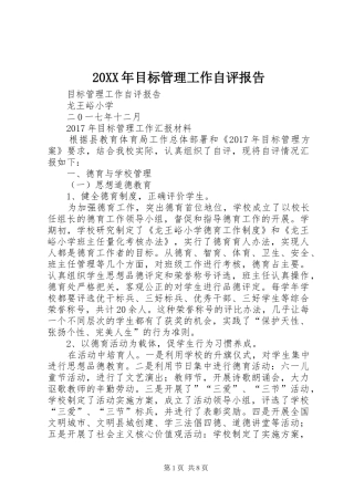 20XX年目标管理工作自评报告