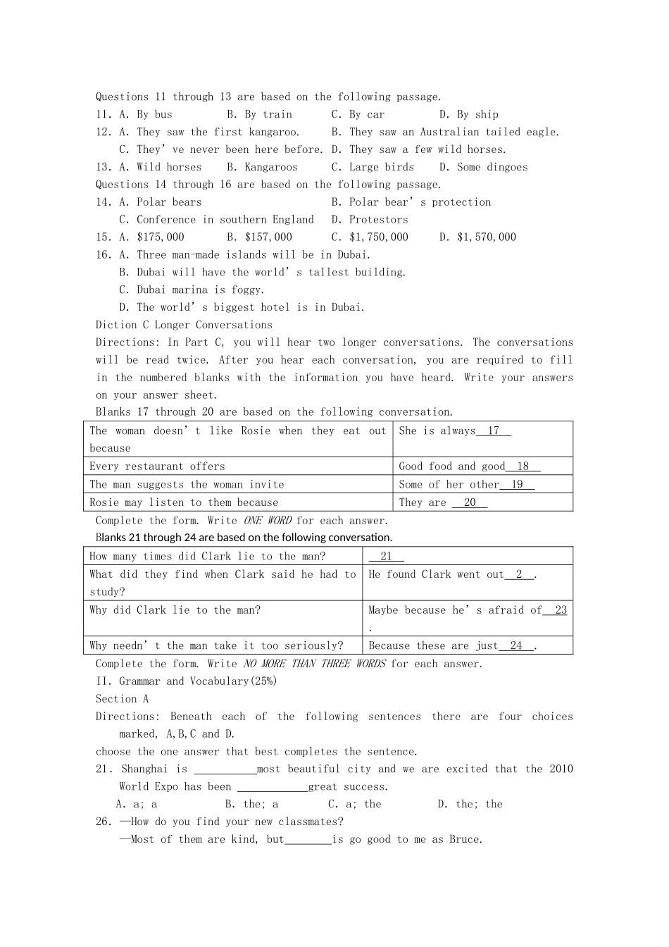 上海市南汇2011届高三英语上学期期中考试牛津译林版【会员独享】 _第2页