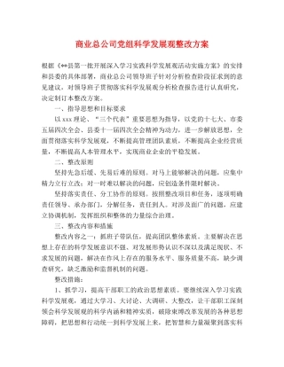 商业总公司党组科学发展观整改方案 