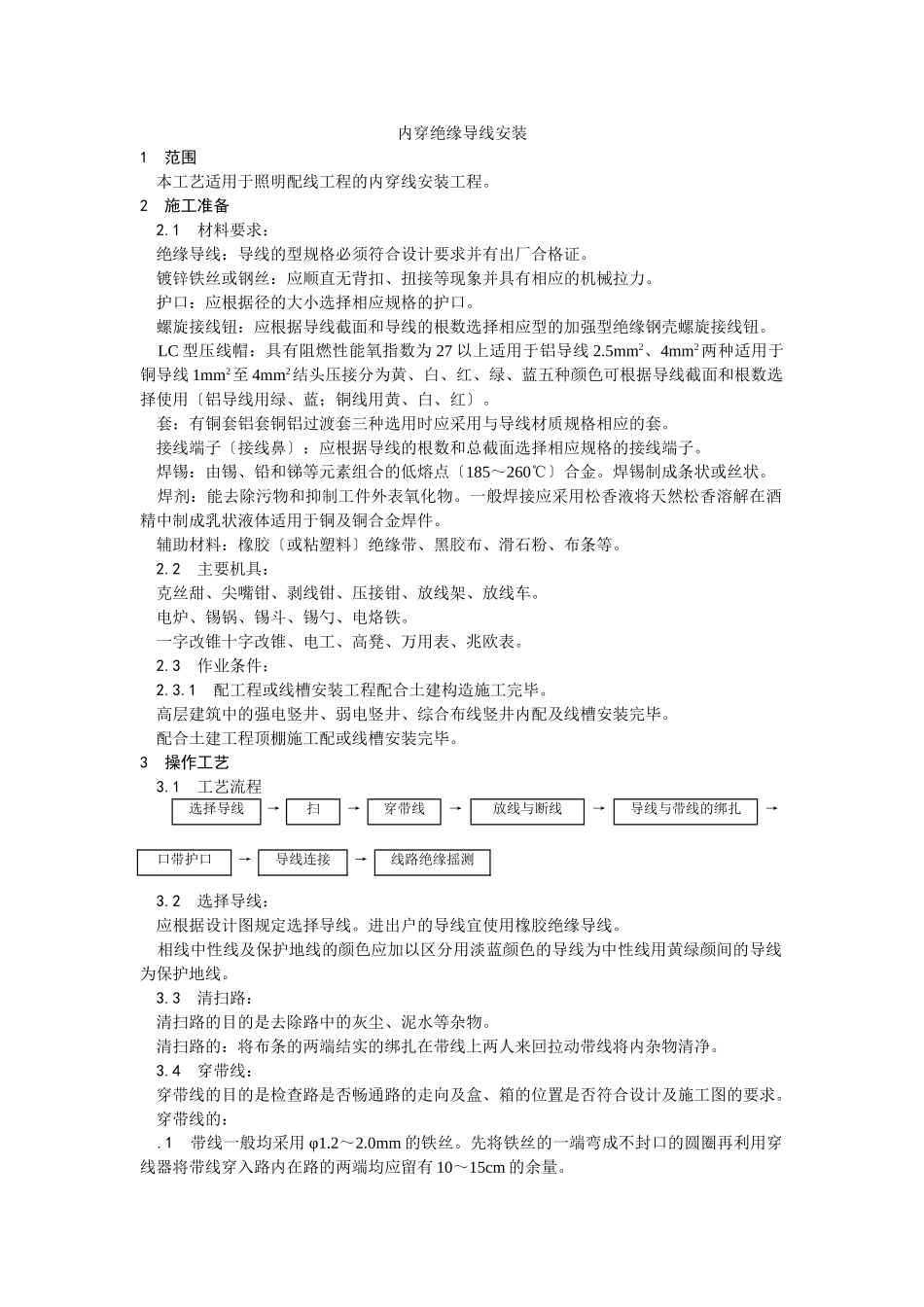 管内穿绝缘导线安装工艺_第1页