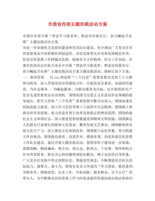 市委宣传部主题实践活动方案 