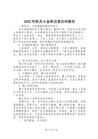 20XX年机关小金库自查自纠报告