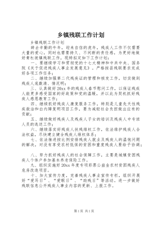 乡镇残联工作计划