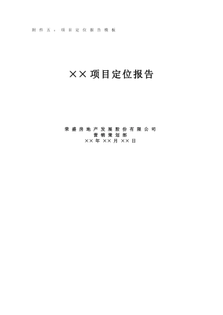 房地产项目定位报告-模板