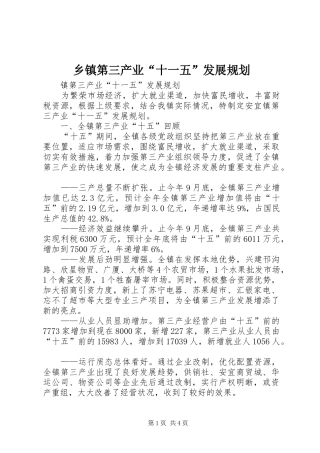 乡镇第三产业“十一五”发展规划