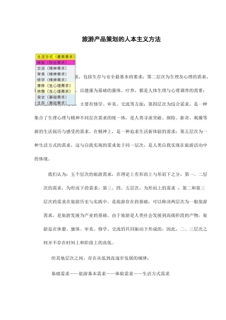 旅游产品策划的人本主义方法9(1)