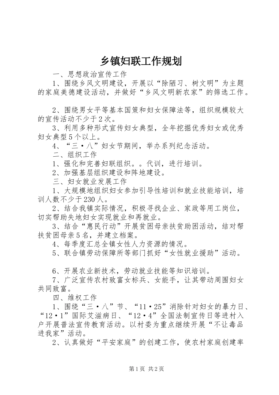 乡镇妇联工作规划_第1页