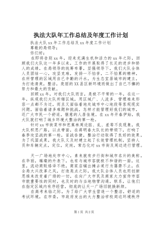 执法大队年工作总结及年度工作计划