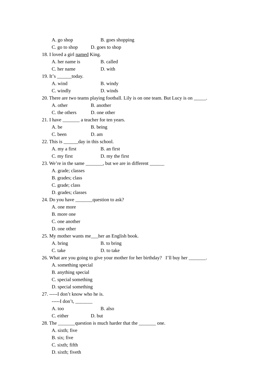 unit 1 me and my class 水平测试（冀教版八年级上）doc--初中英语 _第3页