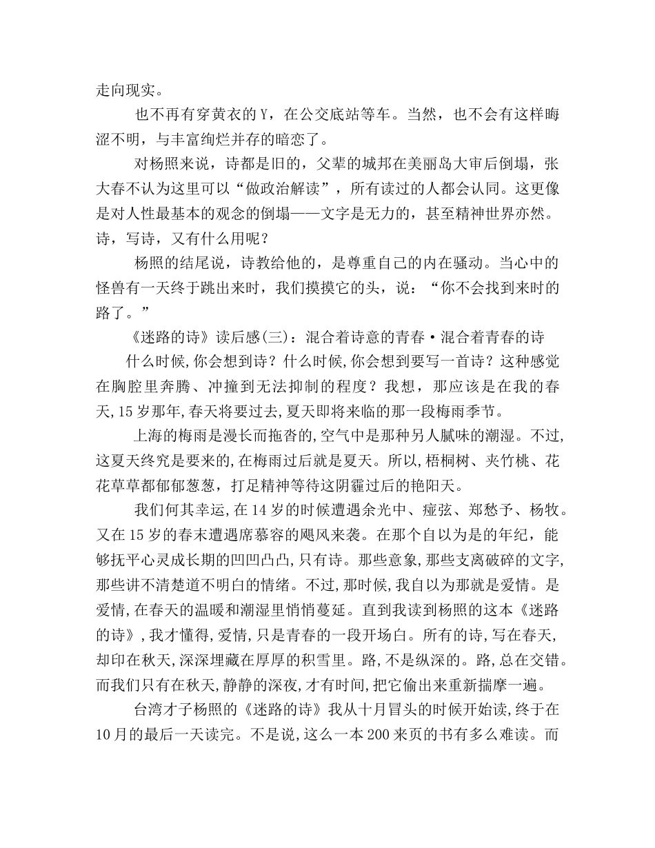 《迷路的诗》经典读后感10篇 _第3页