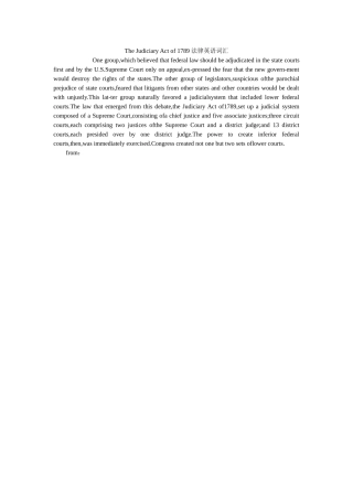The Judiciary Act of 1789 法律英语词汇 
