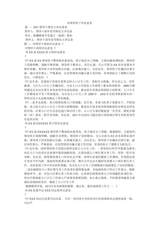 市领导班子评议意见 