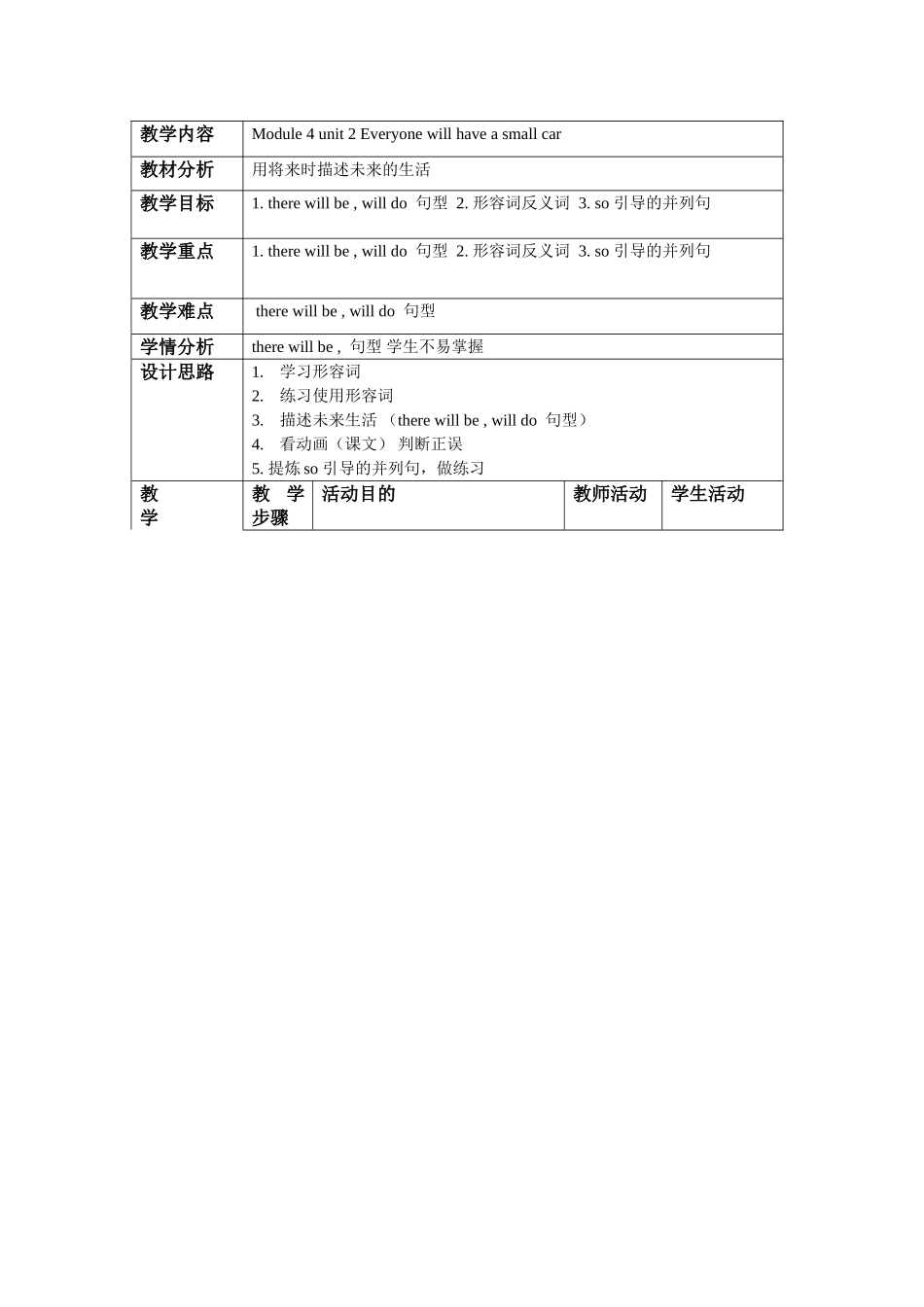 module 4《life in the future》unit 2 教案（外研社七年级下）doc--初中英语 _第1页