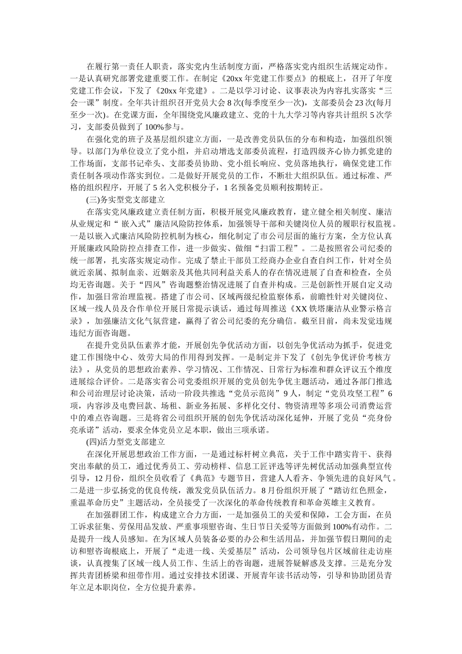 市分公司党支部书记党建工作述职报告 _第2页