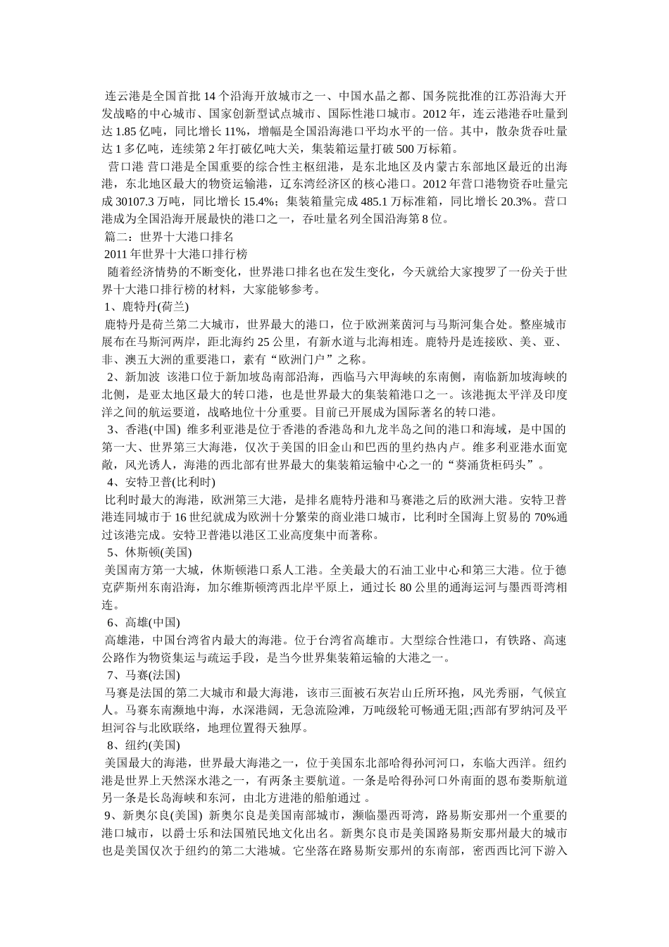 世界十大港口城市 _第2页