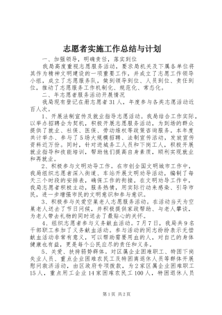 志愿者实施工作总结与计划