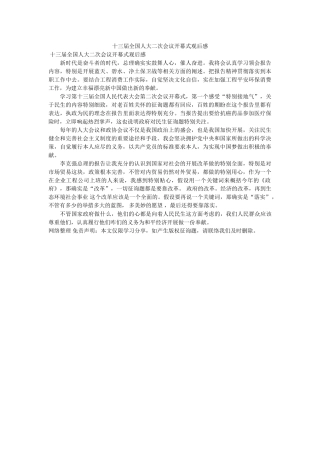 十三届全国人大二次会议开幕式观后感 