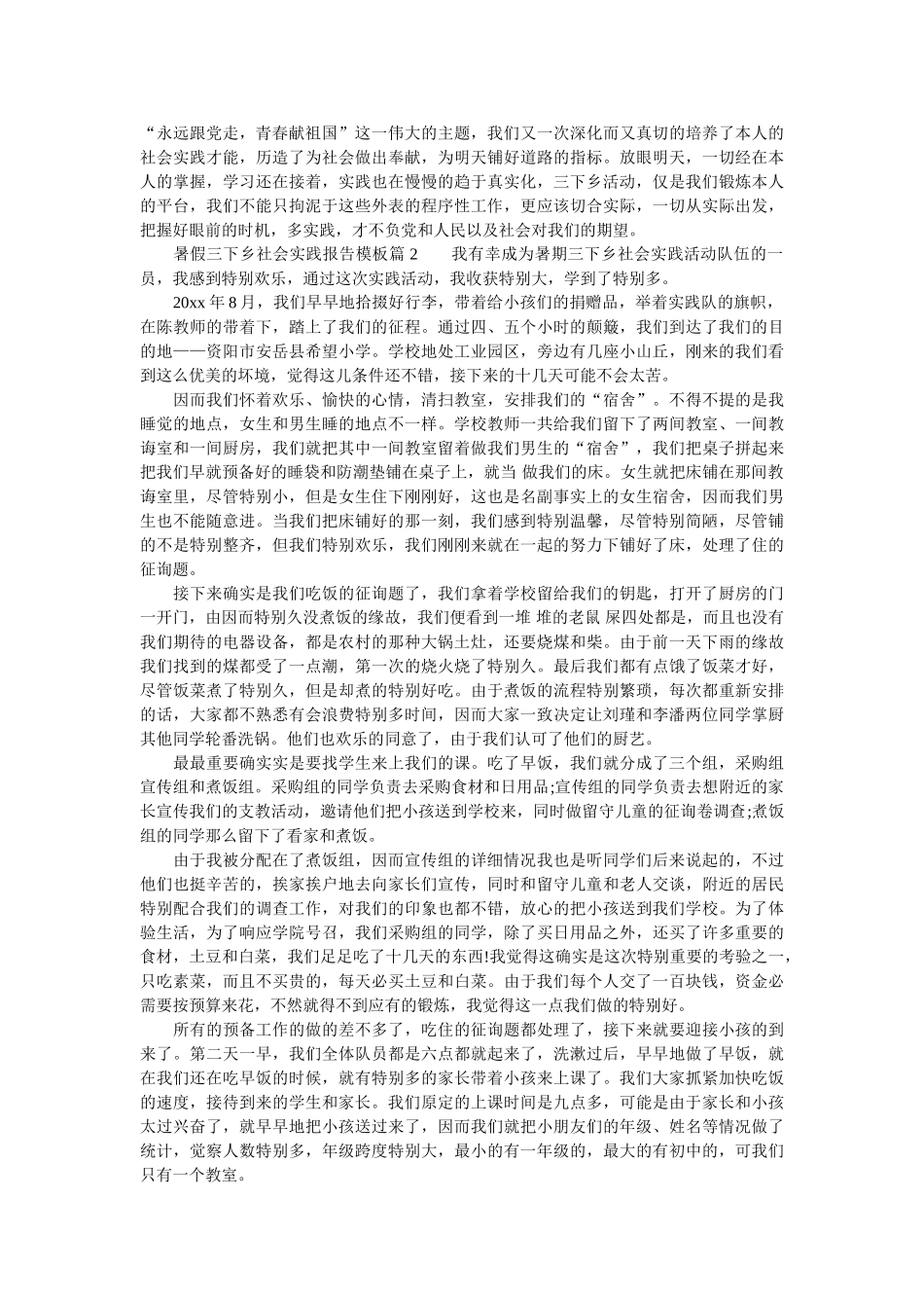 暑假三下乡社会实践报告模板 _第2页