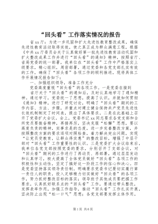 “回头看”工作落实情况的报告 
