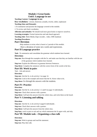 module 2《great books》unit 3  教案2（外研版九年级上）doc--初中英语 