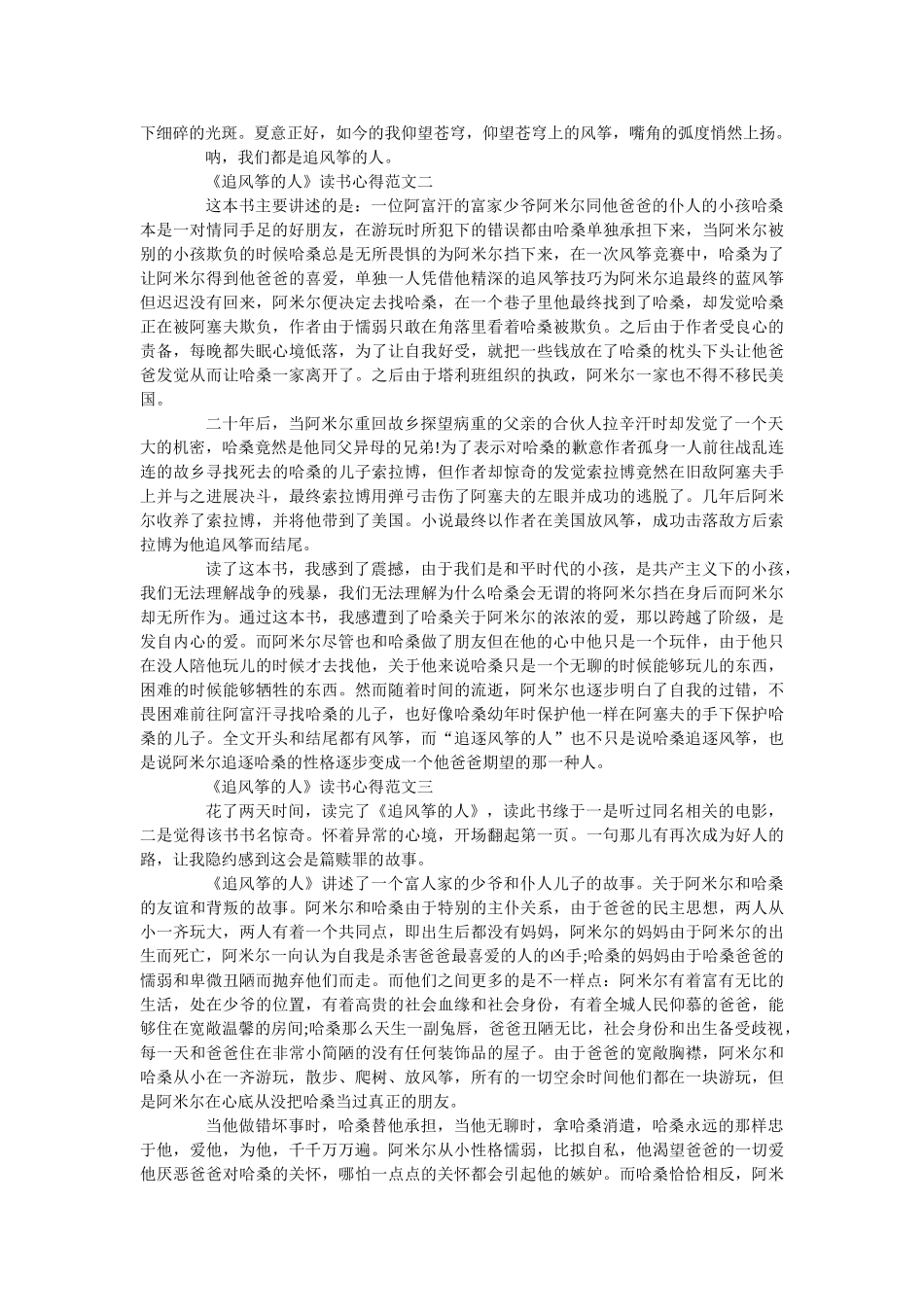 《追风筝的人》读书心得5篇优秀范文 _第2页