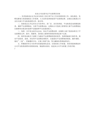 实业公司纪委书记安全生产责任制 