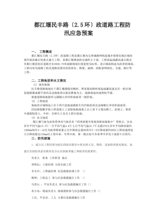 民丰路防洪应急预案
