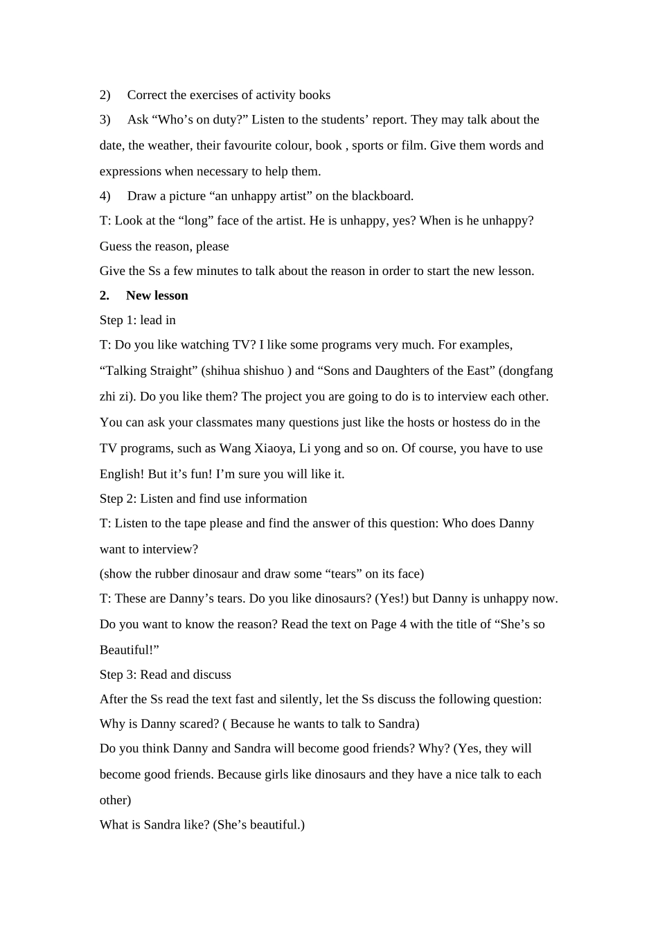unit 1《me and my class》lesson 3 getting to know you!教案（冀教版八年级上）doc--初中英语 _第2页