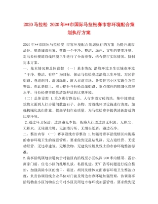 2020马拉松 2020年--市国际马拉松赛市容环境配合策划执行方案 