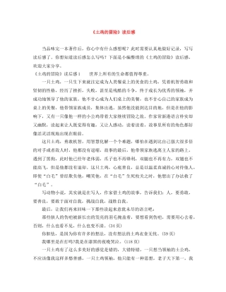 《土鸡的冒险》读后感 