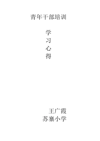 青年干部培训班学习心得