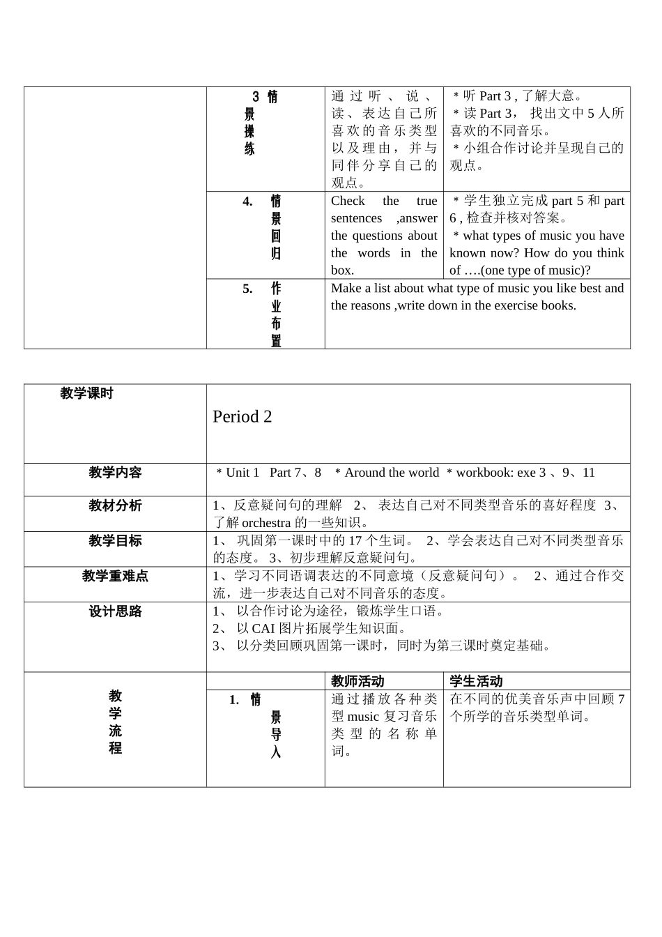 module 5《western music》全模块教案（外研版八年级上）doc--初中英语 _第2页