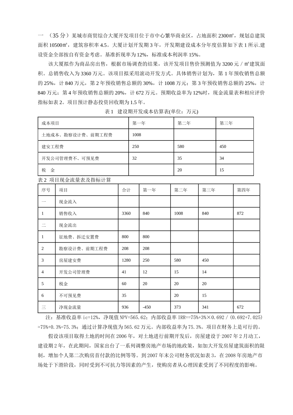 房地产经营管理练习题_第1页