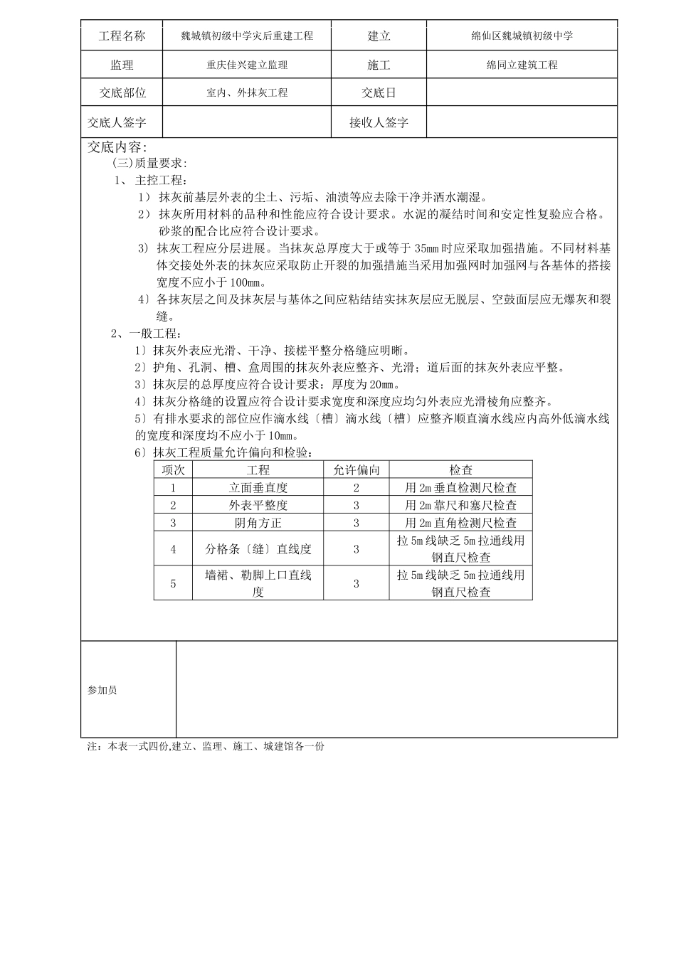 某中学灾后重建内、外墙抹灰工程技术交底_第2页