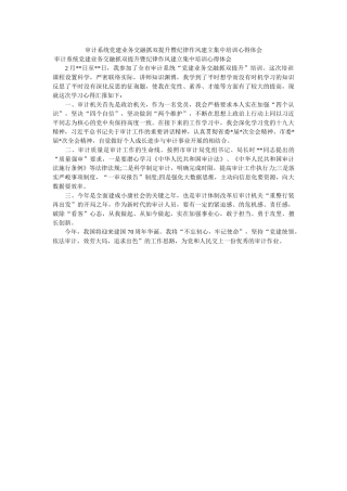 审计系统党建业务融合抓双提升暨纪律作风建设集中培训心得体会. 