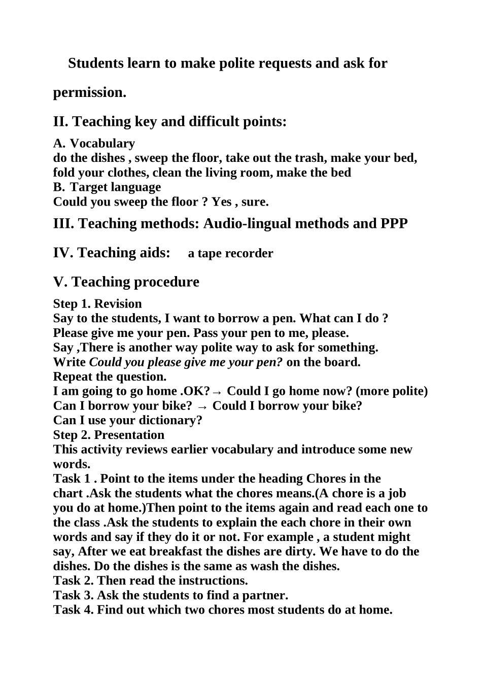 unit 11 could you please clean your room 教案（人教新目标八年级上） (4)doc--初中英语 _第2页