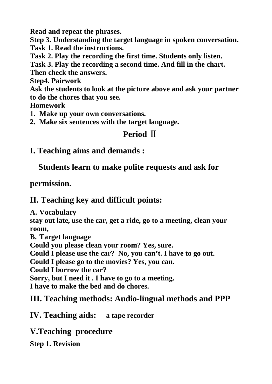 unit 11 could you please clean your room 教案（人教新目标八年级上） (4)doc--初中英语 _第3页