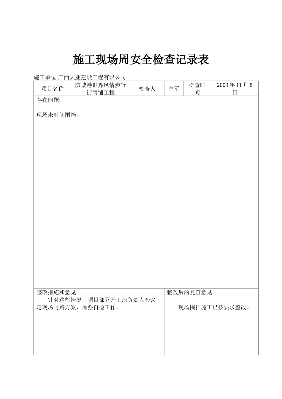 施工现场周安全检查记录表3(小路版本)的_第3页