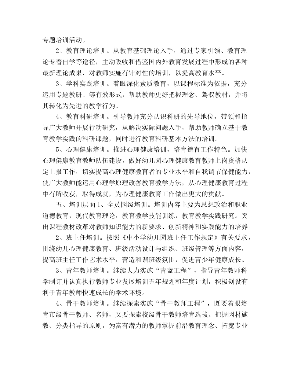 2020年幼儿园教师培训方案 _第2页