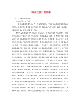 《鸟的迁徙》观后感 