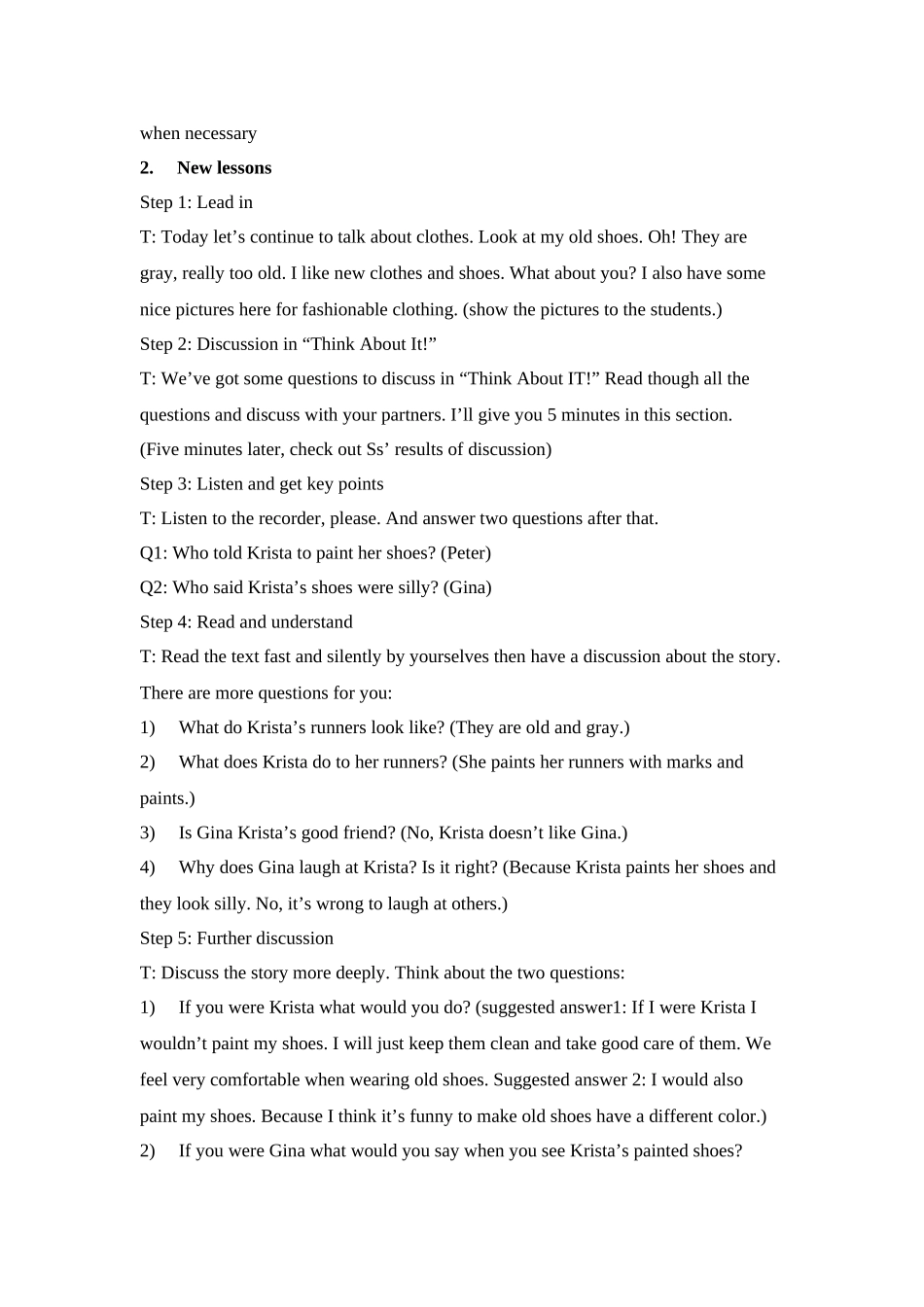 unit 1《me and my class》lesson 5 the best clothes教案（冀教版八年级上）doc--初中英语 _第2页