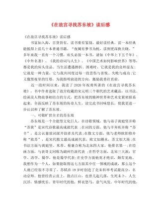 《在故宫寻找苏东坡》读后感2 