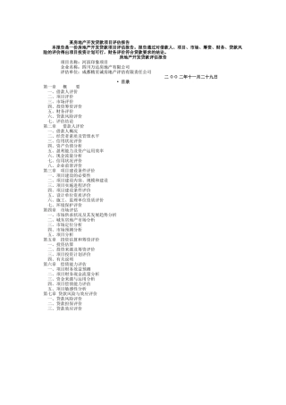 房地产开发贷款评估报告