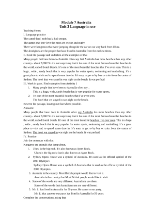 module 7《australia》unit 3 language in use 教案（外研版九年级上）doc--初中英语 