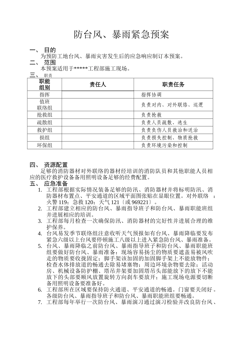 防台风、暴雨紧急预案_第1页