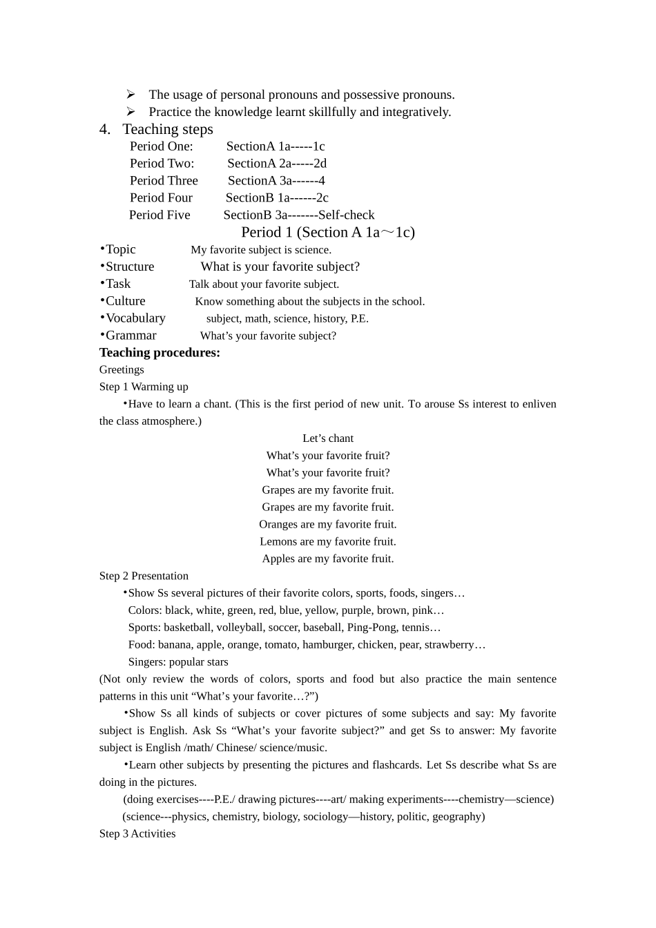 unit 12 my favorite subject is science教案4（人教新目标七年级上）doc--初中英语 _第2页