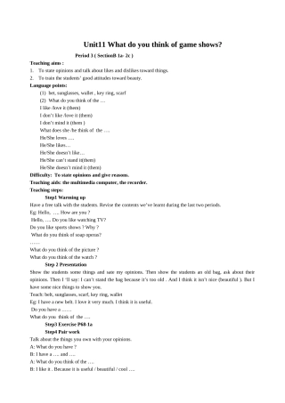 unit 11 what do you think of game shows 教案（人教新目标七年级下） (5)doc--初中英语 
