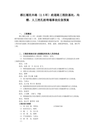 民丰路防基坑、沟槽、人工挖孔桩垮塌事故应急预案