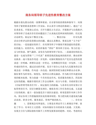 商务局领导班子先进性教育整改方案 