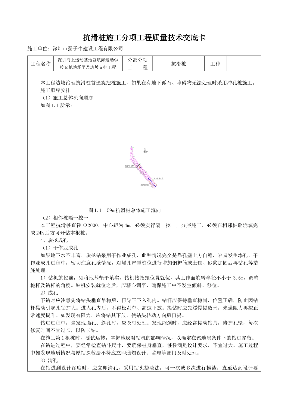 抗滑桩施工分项工程质量技术交底卡_第1页